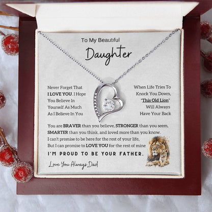 Gift For Daughter From Dad - To My Daughter Lion Necklace with Love