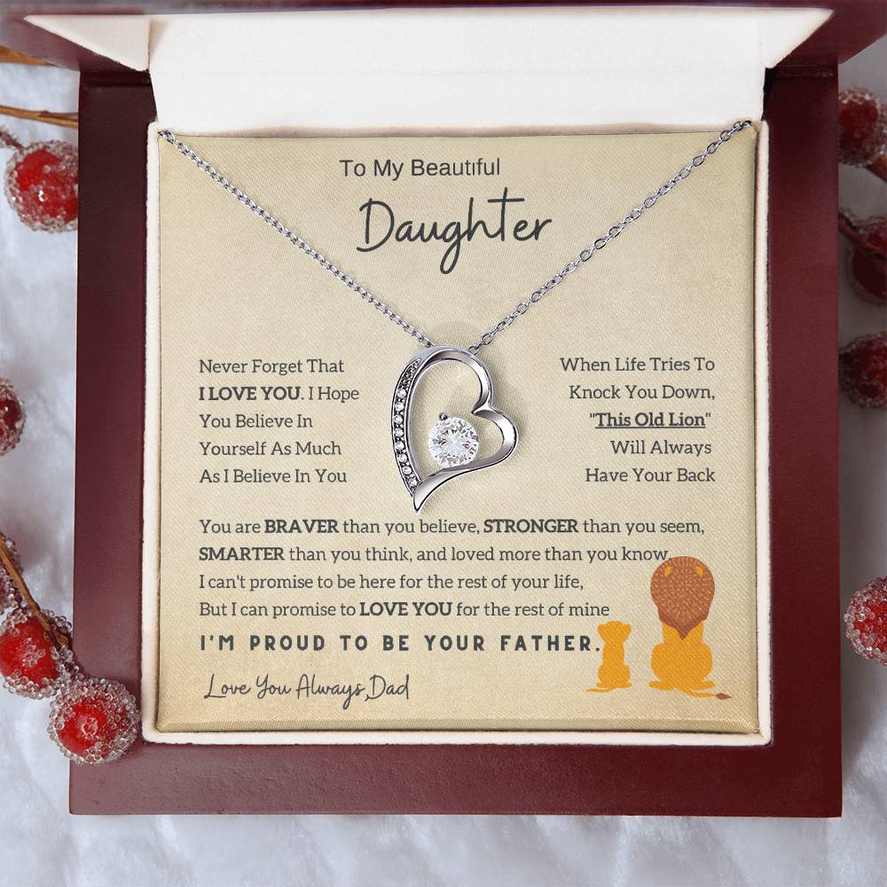 Lion Daughter Necklace - To My Daughter Necklace, Perfect Gift From Dad