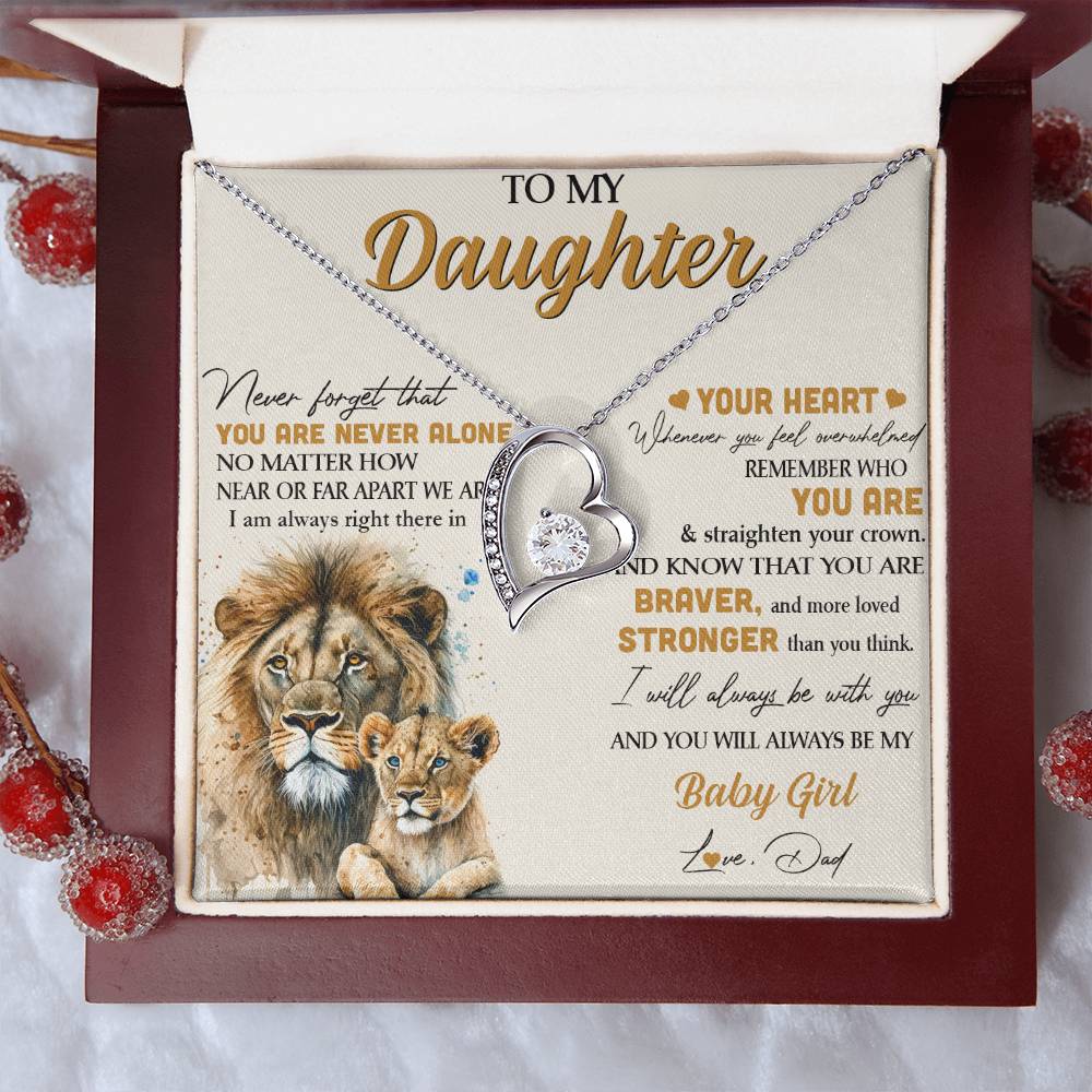 To My Daughter Necklace - Lion - From Dad Necklace Gift Set idea