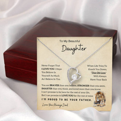 Lion Daughter Necklace - Heartfelt Gift From Dad with Inspirational Message