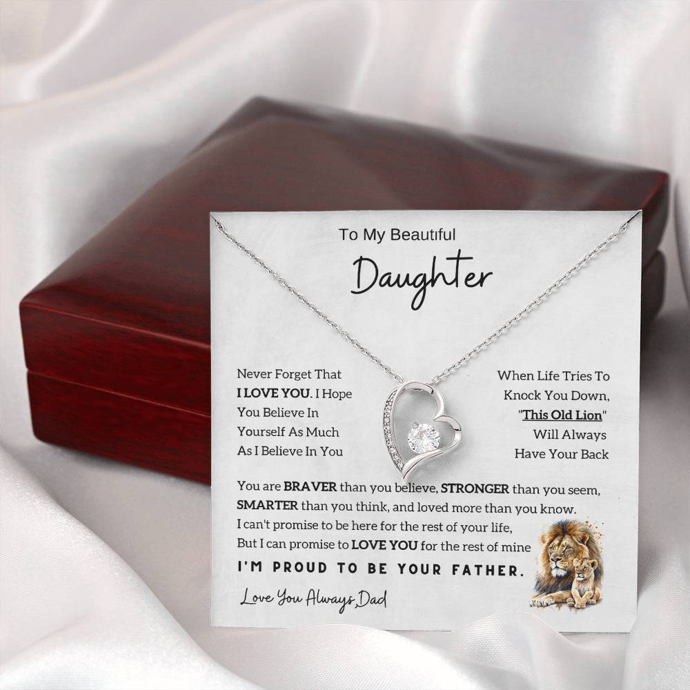 Gift For Daughter From Dad - To My Daughter Lion Necklace with Love