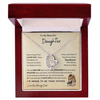 Lion Daughter Necklace - Heartfelt Gift From Dad with Inspirational Message