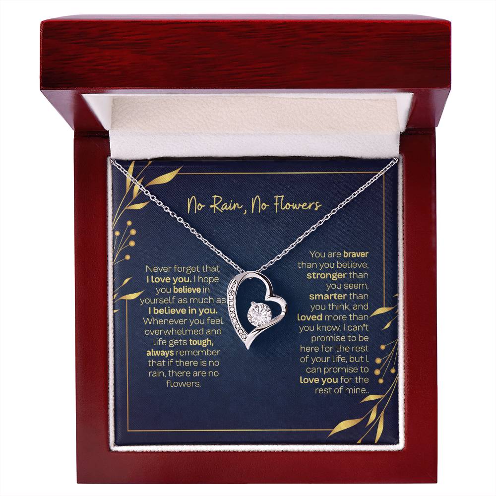 Daughter Necklace - No Rain No Flowers, The Perfect Gift For Daughter From Dad