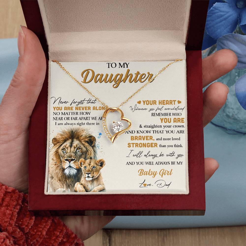 To My Daughter Necklace - Lion - From Dad Necklace Gift Set idea