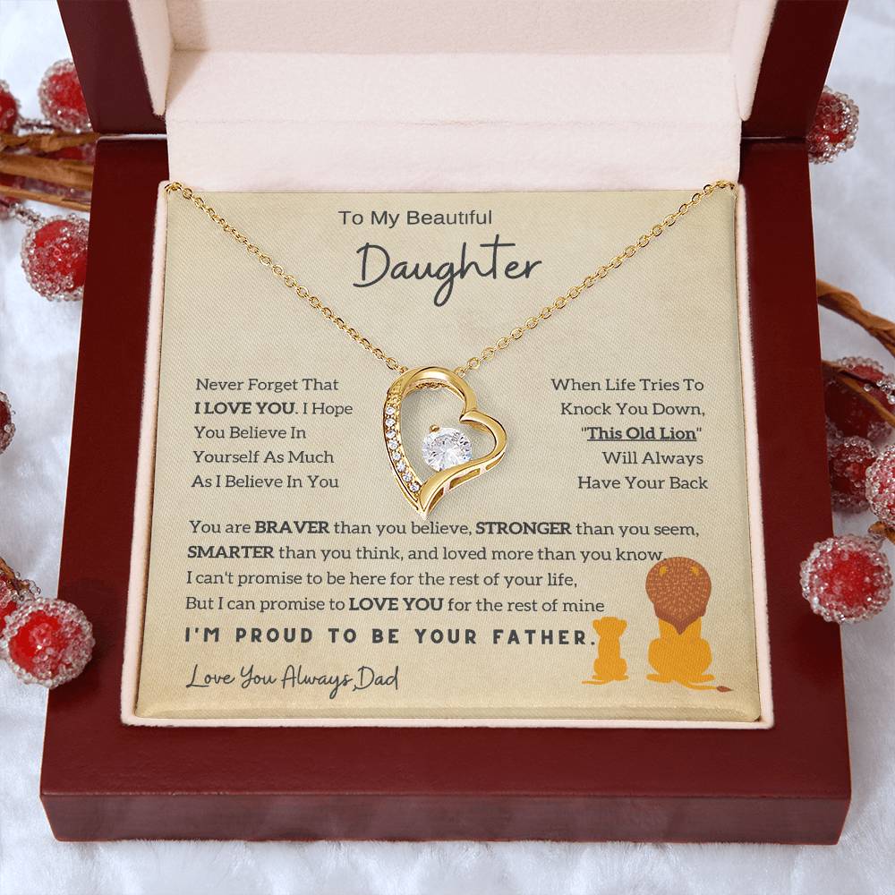 Lion Daughter Necklace - To My Daughter Necklace, Perfect Gift From Dad