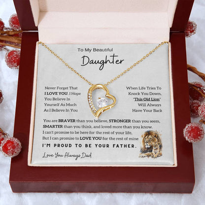 Gift For Daughter From Dad - To My Daughter Lion Necklace with Love