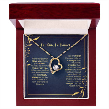 Daughter Necklace - No Rain No Flowers, The Perfect Gift For Daughter From Dad