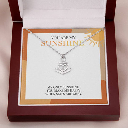 Anchor Pendant Necklace with 'You Are My Sunshine' Message - Perfect Christmas Gift for Granddaughter