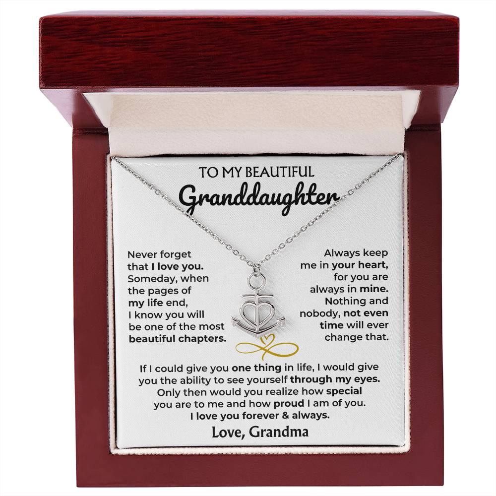 Anchor Necklace with 'To My Granddaughter' Card - Custom Gift for Granddaughter