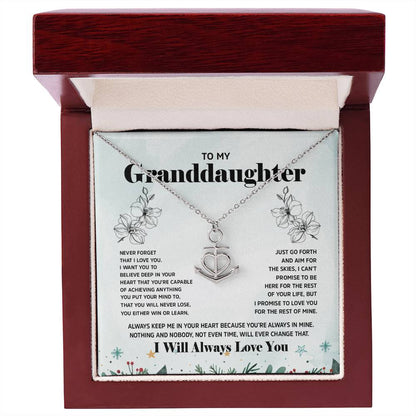 Anchor Necklace for Granddaughter - 'To My Granddaughter' Message, Holiday Gift