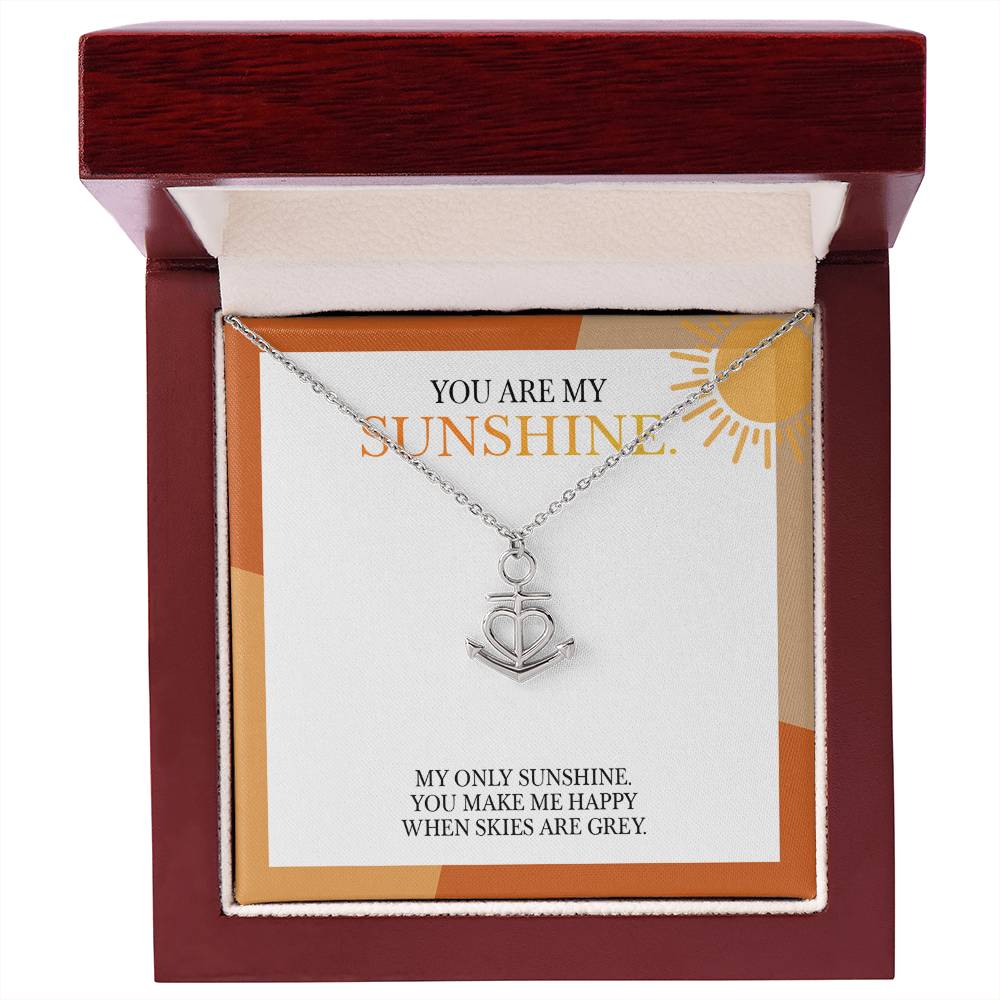 Anchor Pendant Necklace with 'You Are My Sunshine' Message - Perfect Christmas Gift for Granddaughter