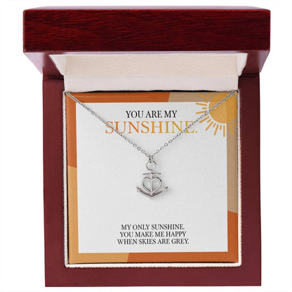 Anchor Pendant Necklace with 'You Are My Sunshine' Message - Perfect Christmas Gift for Granddaughter