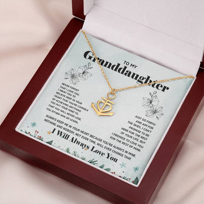 Anchor Necklace for Granddaughter - 'To My Granddaughter' Message, Holiday Gift