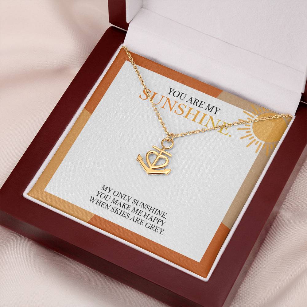 Anchor Pendant Necklace with 'You Are My Sunshine' Message - Perfect Christmas Gift for Granddaughter