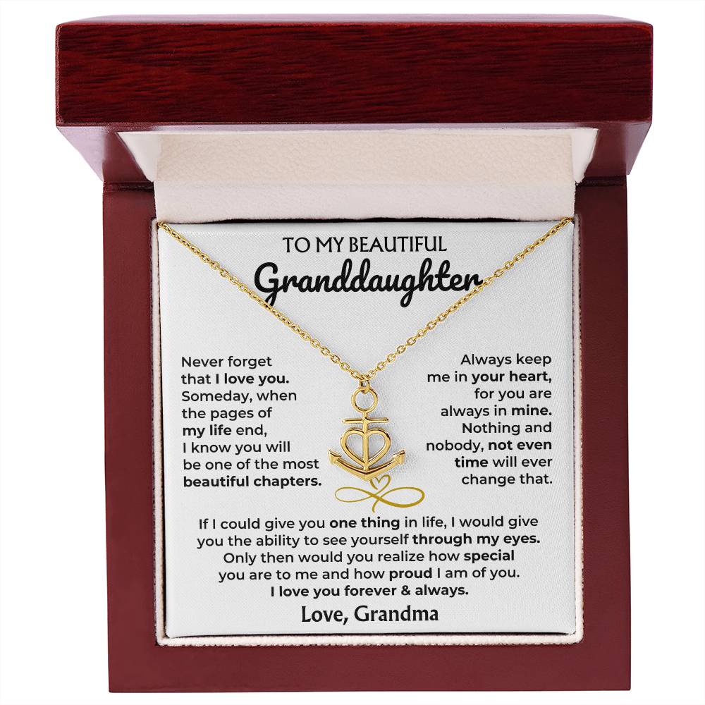 Anchor Necklace with 'To My Granddaughter' Card - Custom Gift for Granddaughter