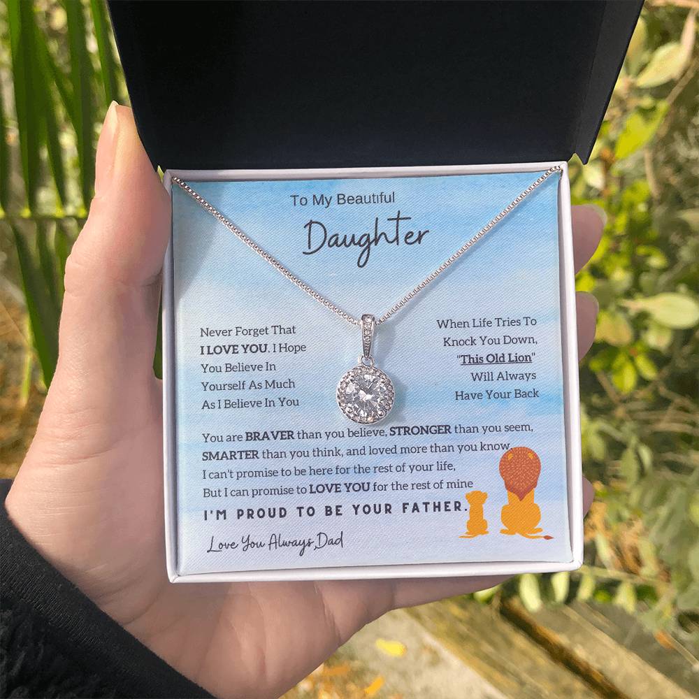 Eternal Hope Necklace with 'To My Daughter - Lion - From Dad' - Sentimental Christmas Gift