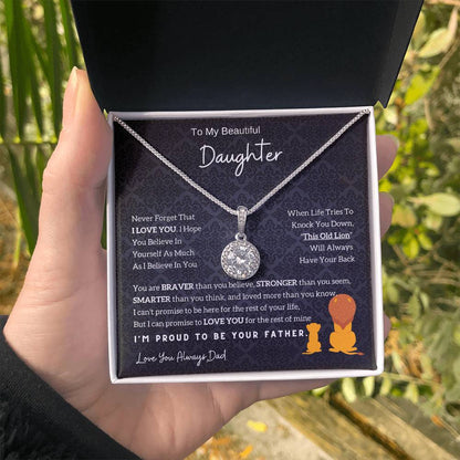 From Dad to Daughter - Lion Eternal Hope Necklace, Meaningful Gift for Birthday