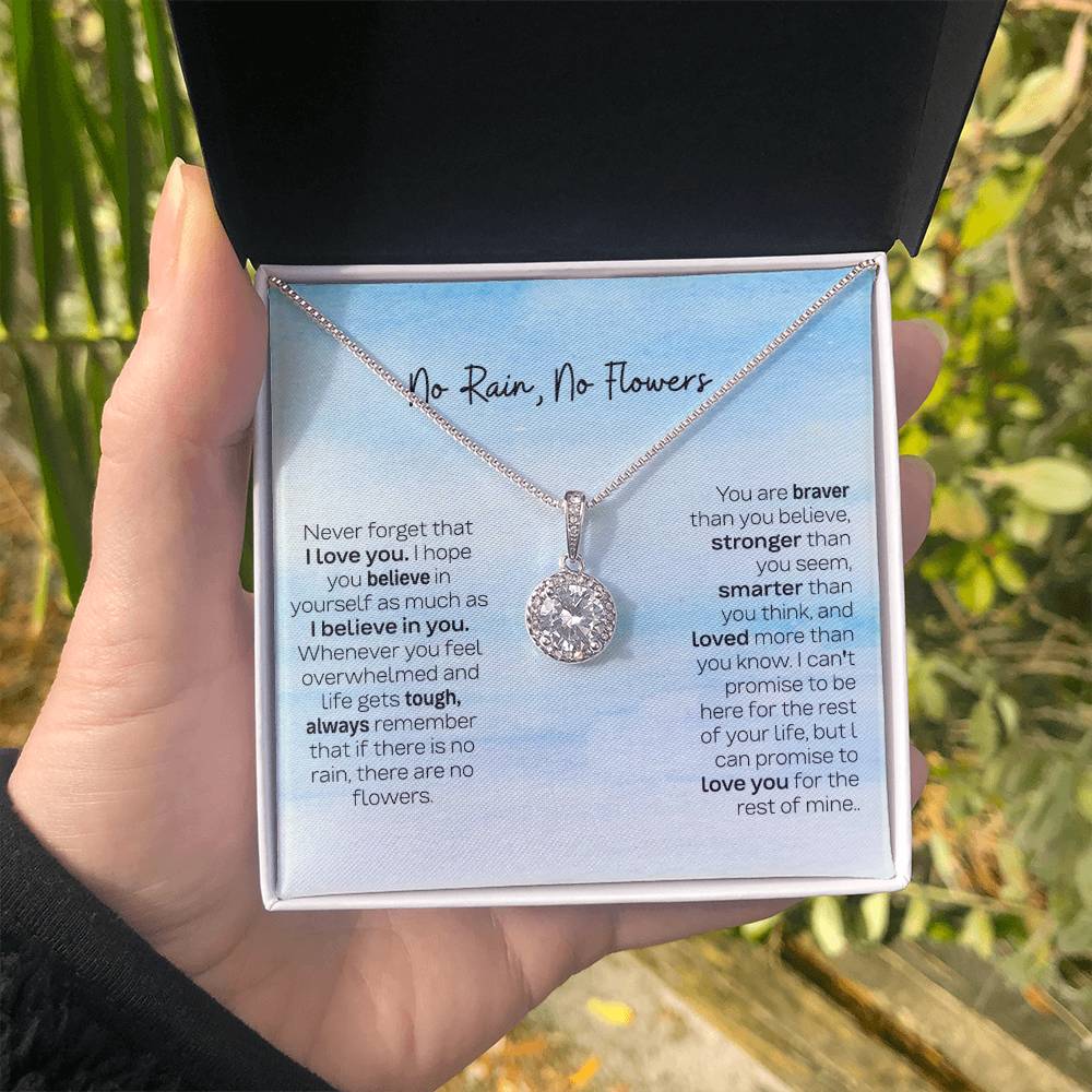 Custom Eternal Hope Necklace - No Rain No Flowers, Ideal Christmas Gift for Daughter