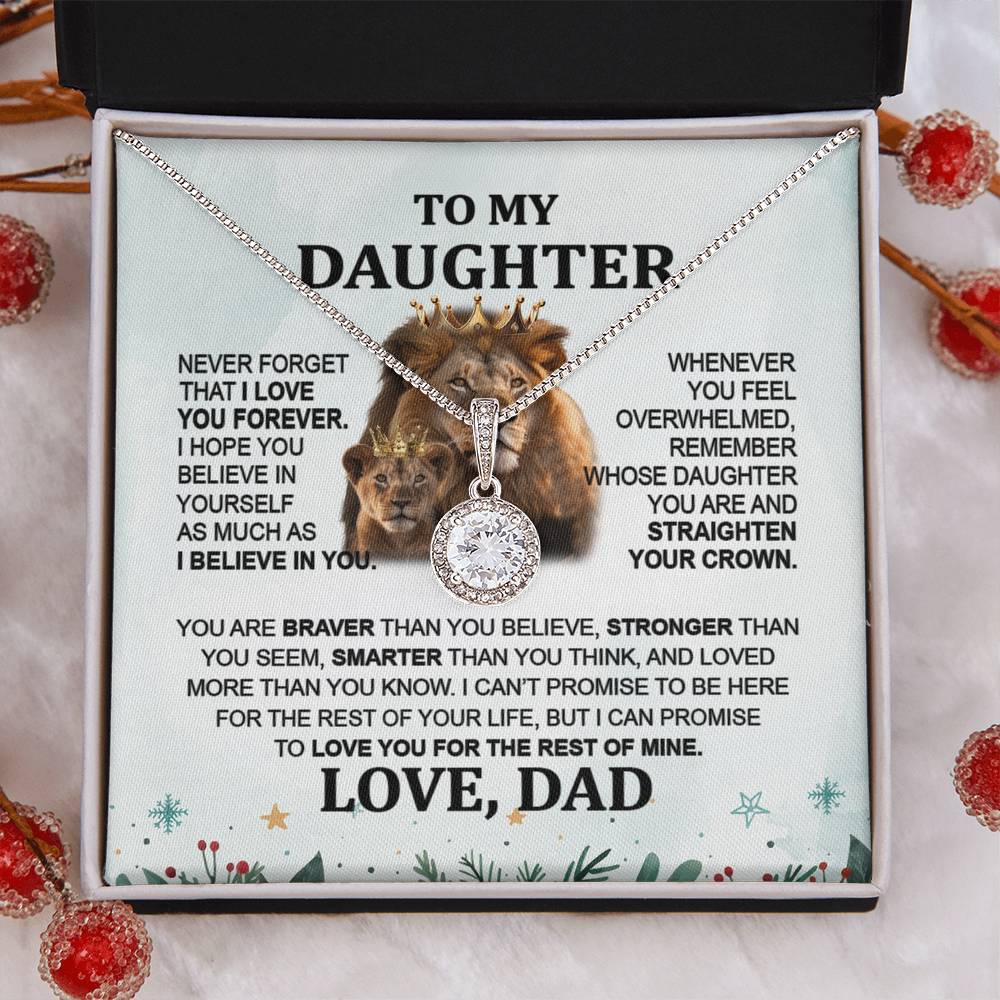 Meaningful Gift for Daughter from Dad - Lion Eternal Hope Necklace for Holidays