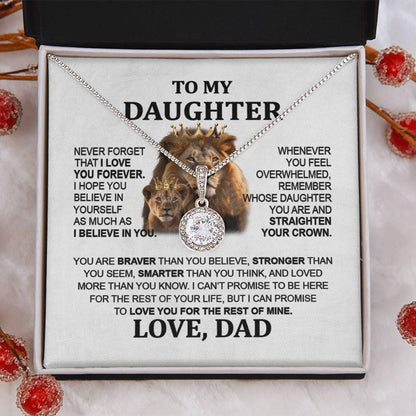 To My Daughter - Lion Eternal Hope Necklace from Dad, Perfect Christmas Gift