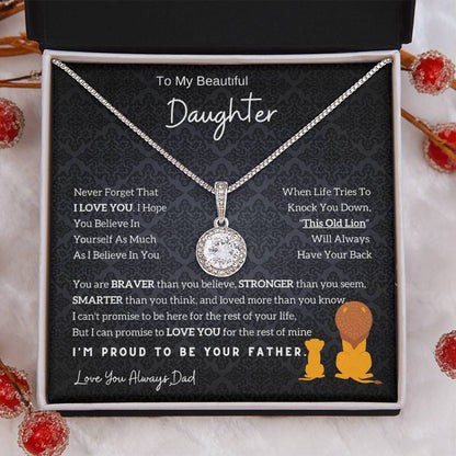 From Dad to Daughter - Lion Eternal Hope Necklace, Meaningful Gift for Birthday