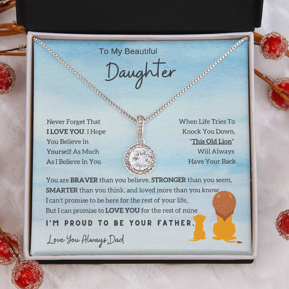 Eternal Hope Necklace with 'To My Daughter - Lion - From Dad' - Sentimental Christmas Gift