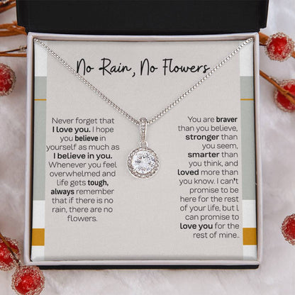 No Rain No Flowers Necklace - Eternal Hope Pendant, Sentimental Gift for Daughter