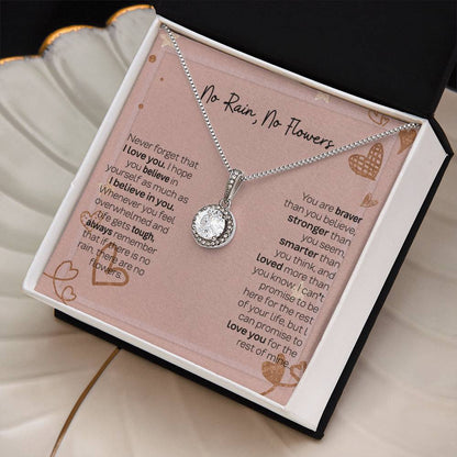 Thoughtful Gift for Daughter - Eternal Hope Necklace with No Rain No Flowers Card