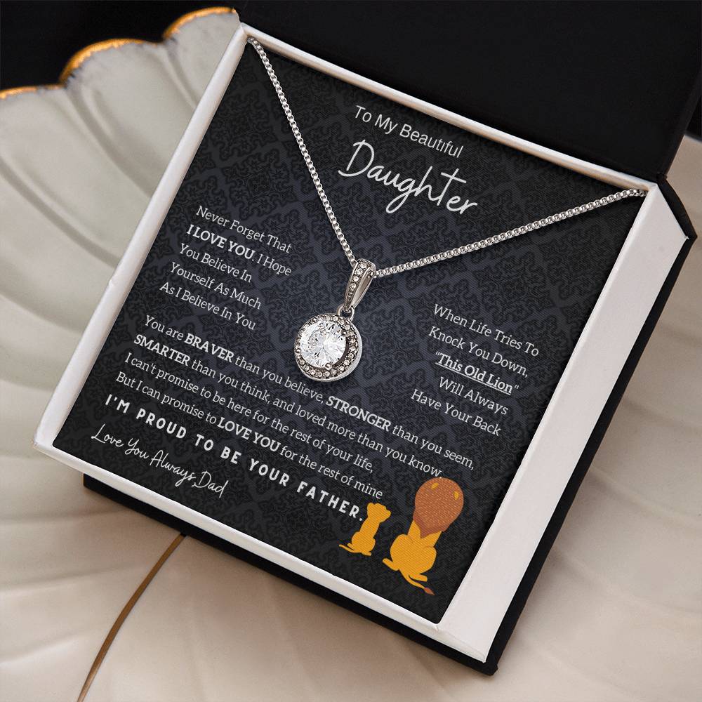 From Dad to Daughter - Lion Eternal Hope Necklace, Meaningful Gift for Birthday