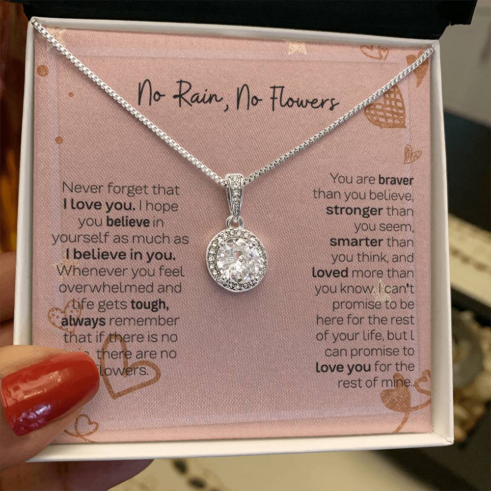 Thoughtful Gift for Daughter - Eternal Hope Necklace with No Rain No Flowers Card