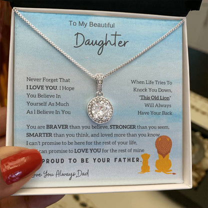 Eternal Hope Necklace with 'To My Daughter - Lion - From Dad' - Sentimental Christmas Gift