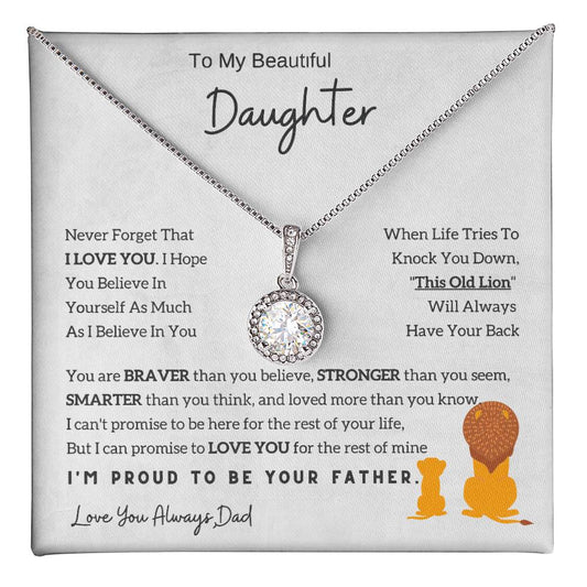 To My Daughter Eternal Hope Necklace - Lion Design from Dad, Birthday Gift