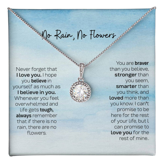 Custom Eternal Hope Necklace - No Rain No Flowers, Ideal Christmas Gift for Daughter