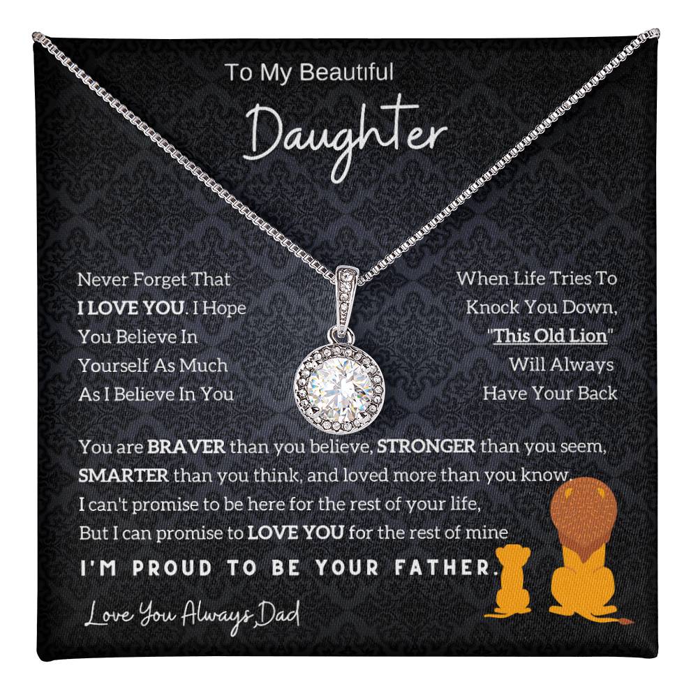 From Dad to Daughter - Lion Eternal Hope Necklace, Meaningful Gift for Birthday