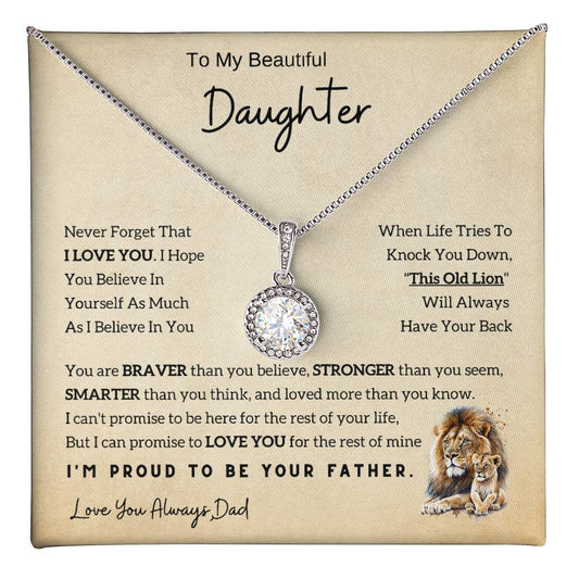 From Dad - Lion Eternal Hope Necklace for Daughter, Perfect Holiday Gift