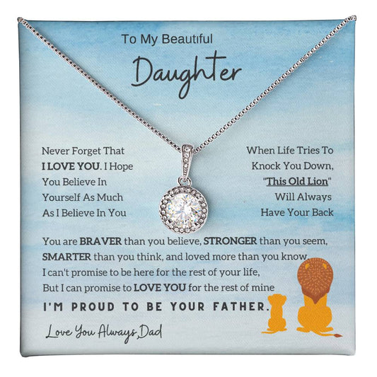 Eternal Hope Necklace with 'To My Daughter - Lion - From Dad' - Sentimental Christmas Gift