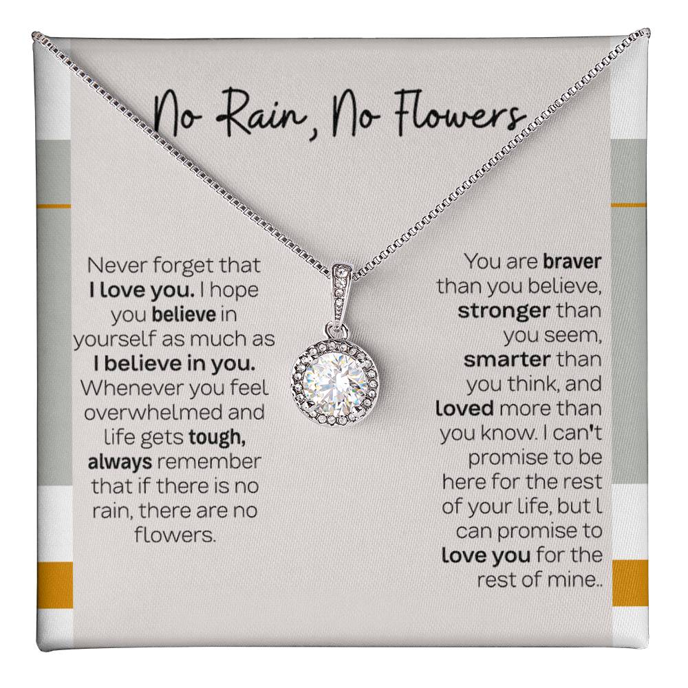 No Rain No Flowers Necklace - Eternal Hope Pendant, Sentimental Gift for Daughter