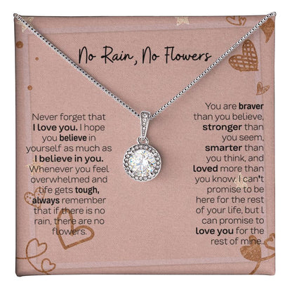 Thoughtful Gift for Daughter - Eternal Hope Necklace with No Rain No Flowers Card