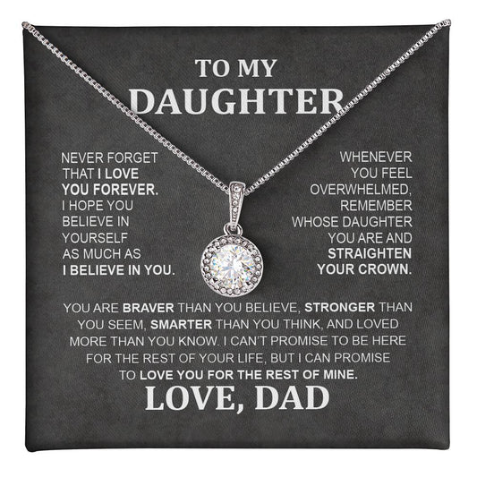 Eternal Hope Necklace with 'To My Daughter' Message - Special Gift from Mom & Dad