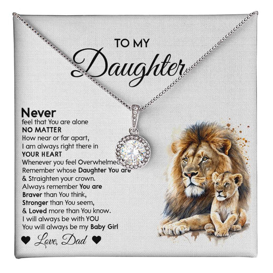 Sentimental Gift from Dad - Eternal Hope Necklace with Lion Card for Daughter