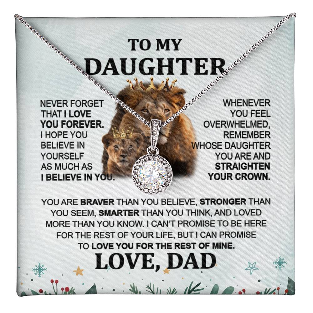 Meaningful Gift for Daughter from Dad - Lion Eternal Hope Necklace for Holidays