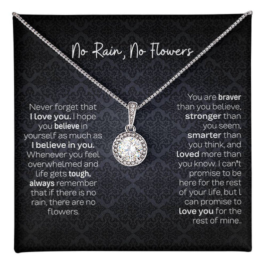 Eternal Hope Necklace - No Rain No Flowers Message, Perfect Birthday Gift for Daughter