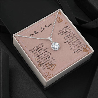 Thoughtful Gift for Daughter - Eternal Hope Necklace with No Rain No Flowers Card