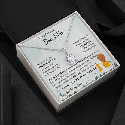 Eternal Hope Necklace with 'To My Daughter - Lion - From Dad' Card for Birthday