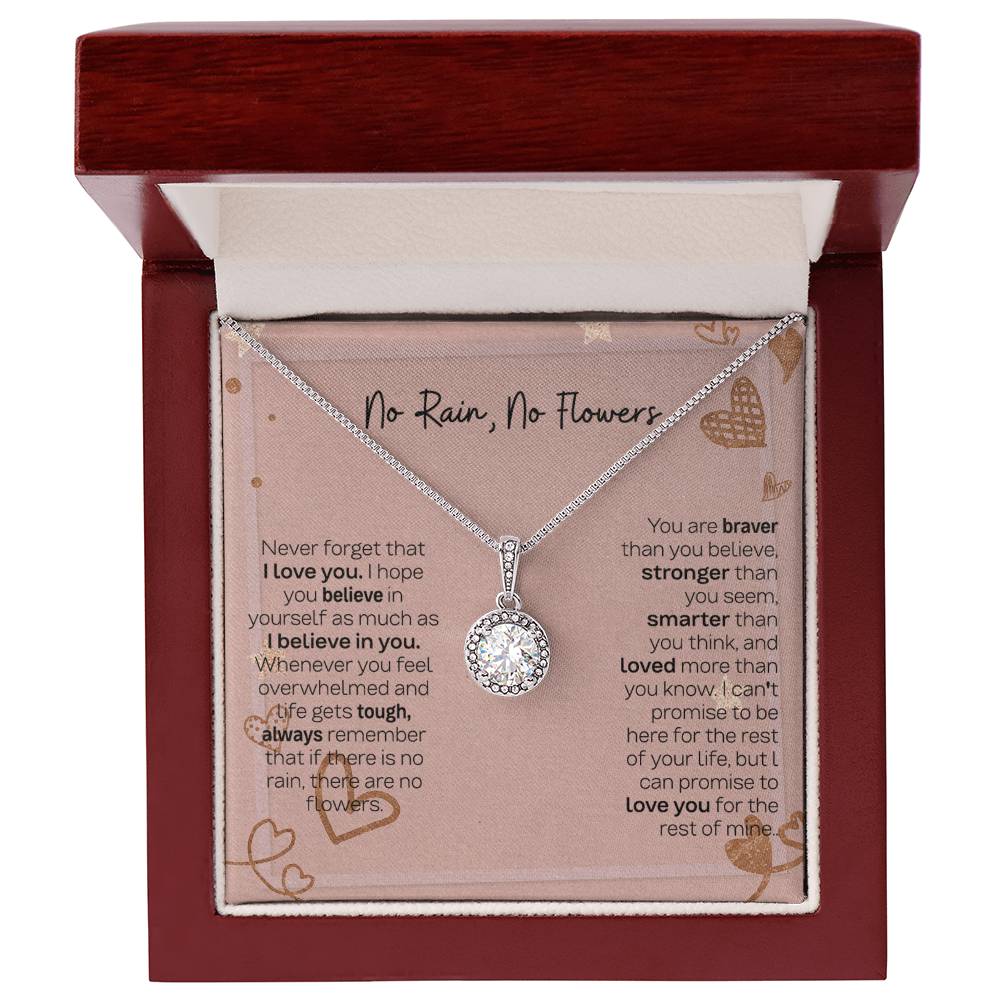 Thoughtful Gift for Daughter - Eternal Hope Necklace with No Rain No Flowers Card