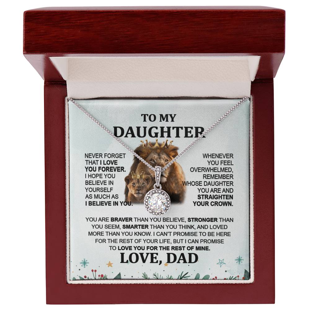 Meaningful Gift for Daughter from Dad - Lion Eternal Hope Necklace for Holidays