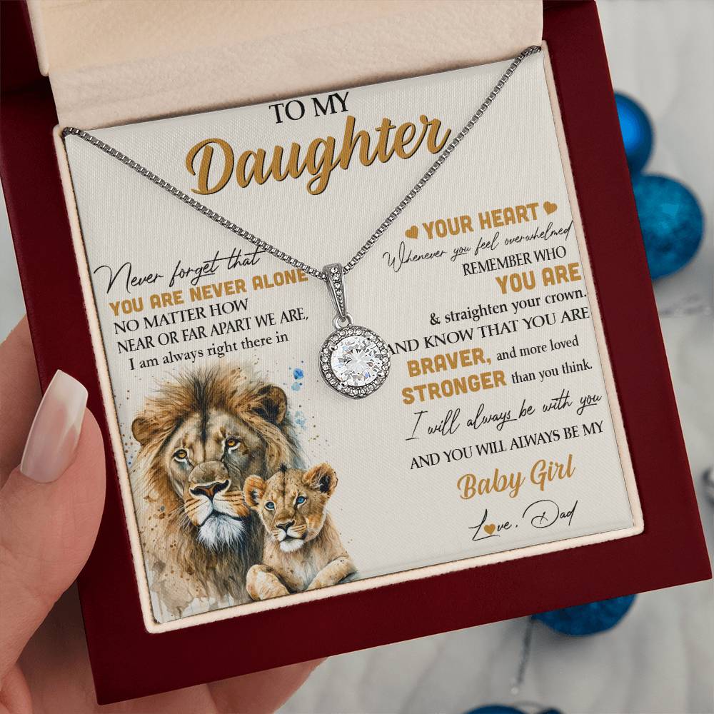 Sentimental Lion Necklace from Dad - Eternal Hope Pendant for Daughter