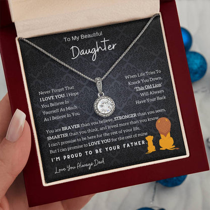 From Dad to Daughter - Lion Eternal Hope Necklace, Meaningful Gift for Birthday