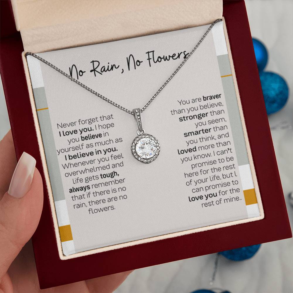 No Rain No Flowers Necklace - Eternal Hope Pendant, Sentimental Gift for Daughter