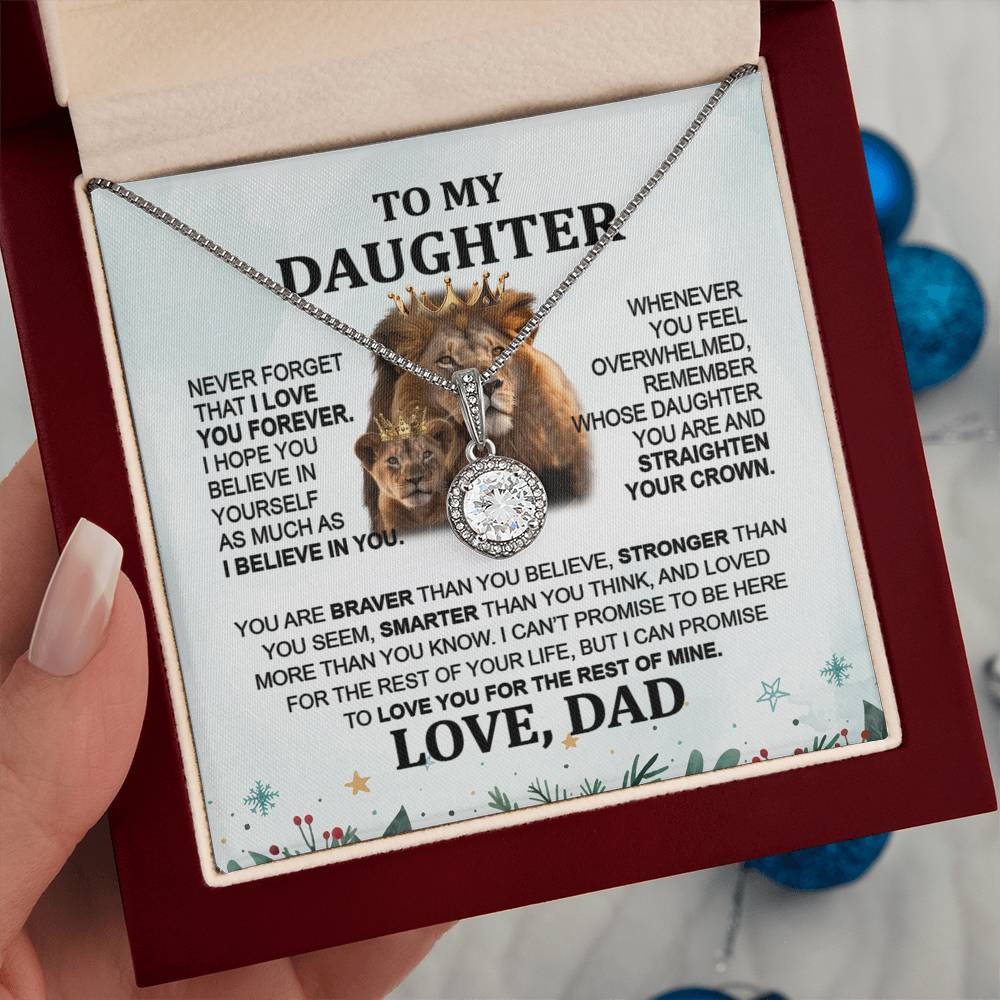 Meaningful Gift for Daughter from Dad - Lion Eternal Hope Necklace for Holidays